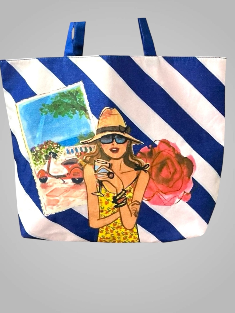 Lancôme Striped Beach Tote Bag Colorful Resort Vacation Shopper